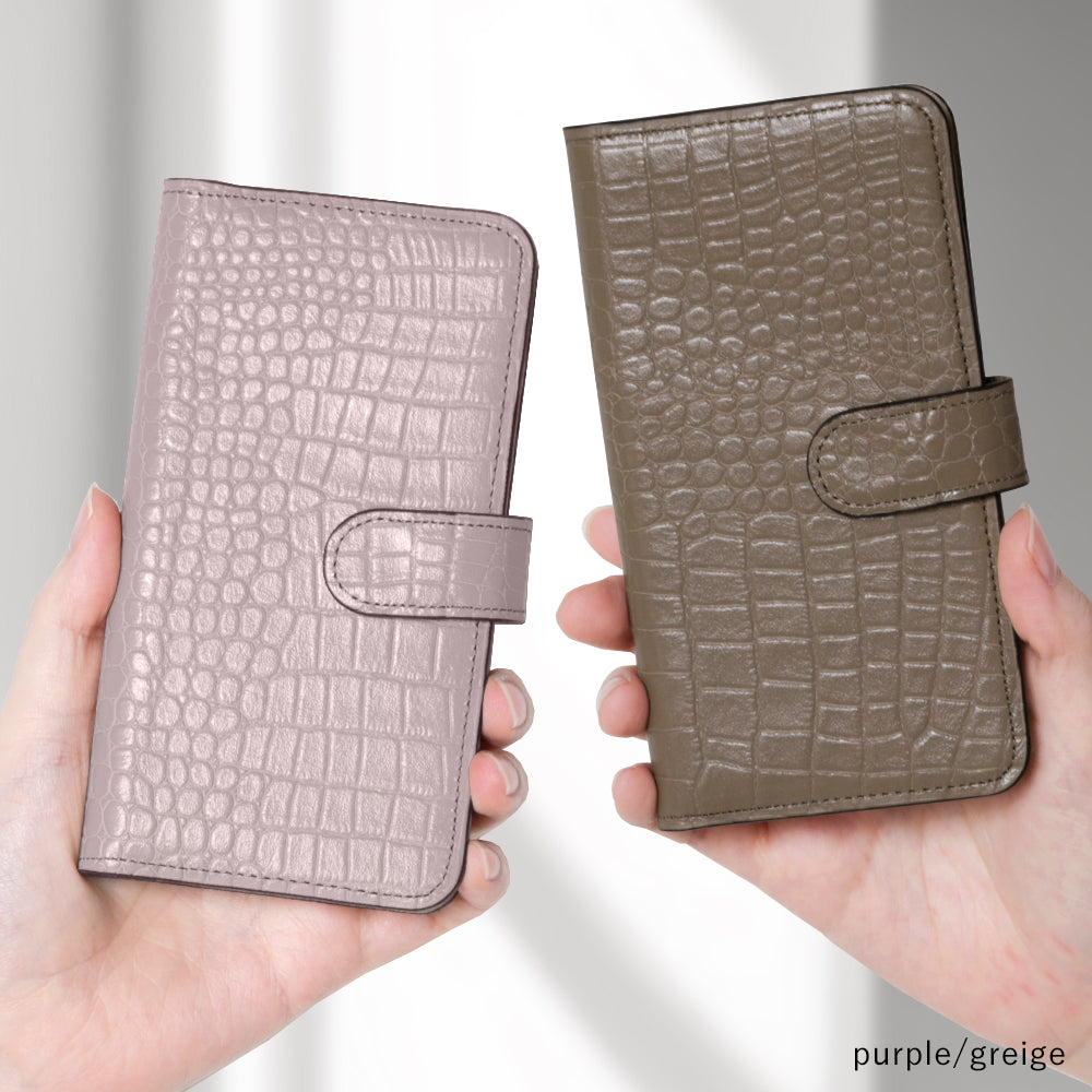 Étui portefeuille en cuir véritable original Domani Croco avec fonction support (avec ceinture) pour la série Galaxy