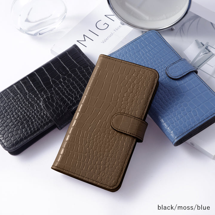 本革 オリジナルレザー ドマーニ クロコ スタンド機能 手帳型ケース（ベルトあり）