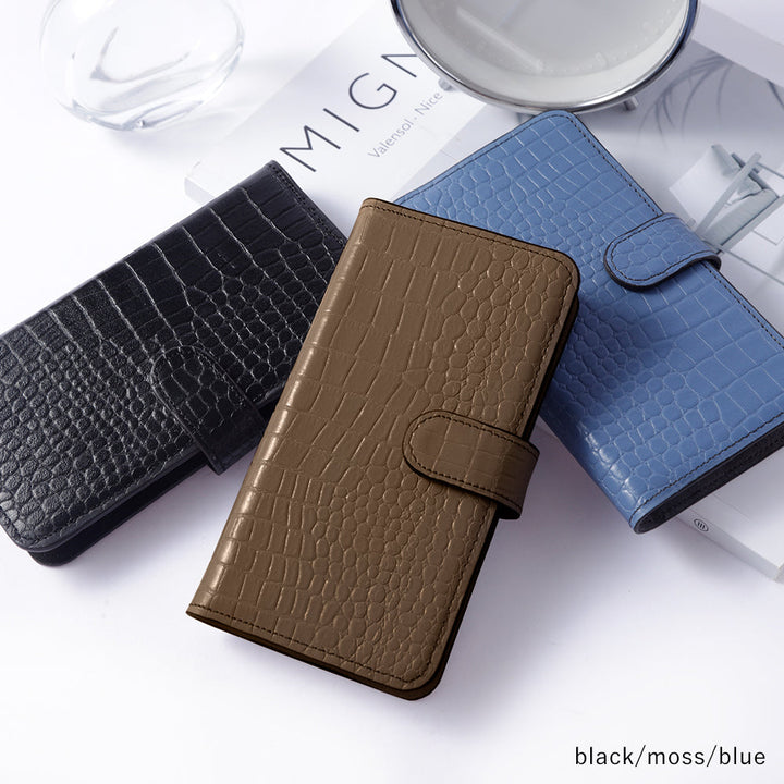 Étui portefeuille en cuir véritable original Domani Croco avec fonction support (avec ceinture) pour la série Google Pixel