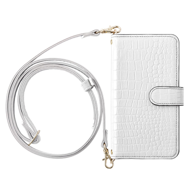 Genuine leather Domani Croco shoulder strap with stand function notebook-style case (with belt) for Xperia series