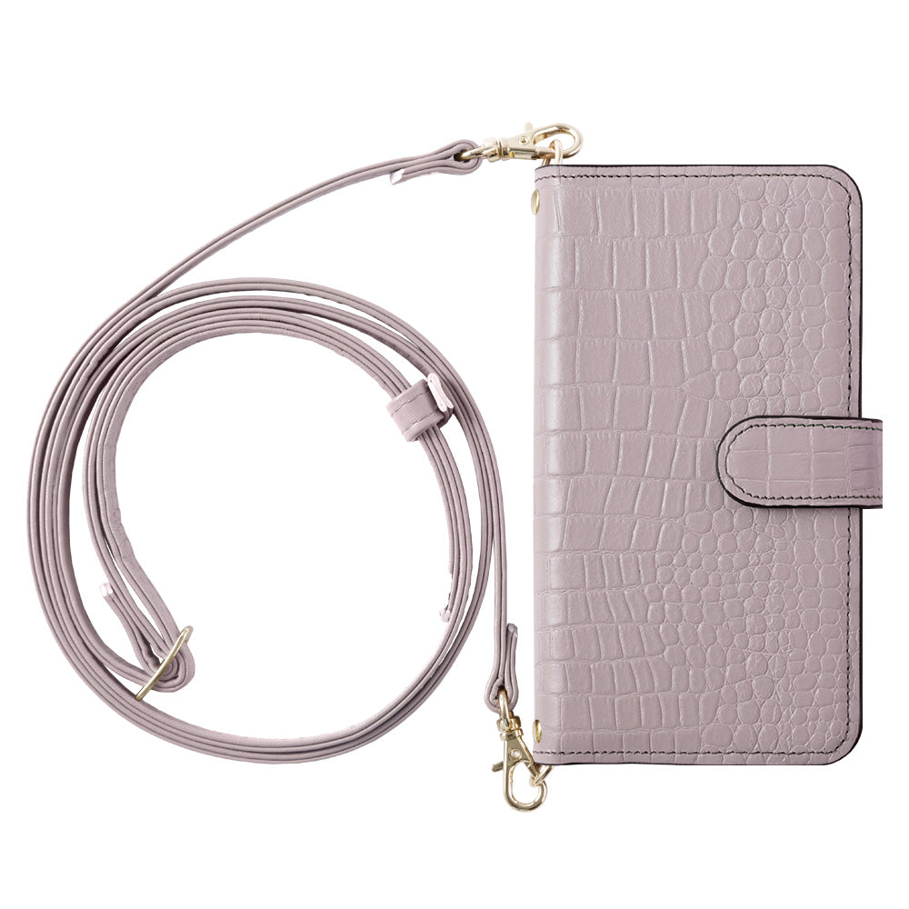 Étui portefeuille en cuir véritable Domani Croco avec bandoulière et fonction support (avec ceinture) pour la série Google Pixel