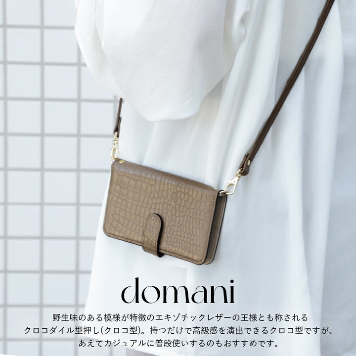 Étui portefeuille en cuir véritable Domani Croco avec bandoulière et fonction support (avec ceinture) pour la série Google Pixel