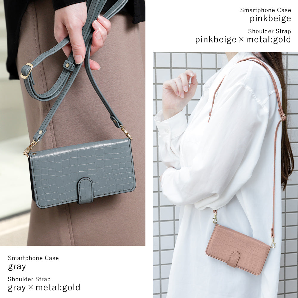 Étui portefeuille en cuir véritable Domani Croco avec bandoulière et fonction support (avec ceinture) pour la série Google Pixel