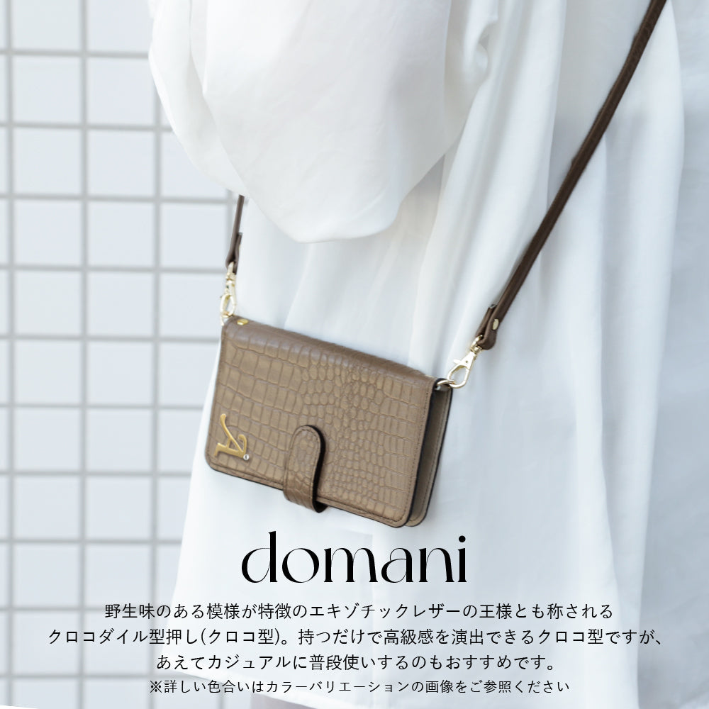 Étui portefeuille en cuir véritable Domani Croco avec bandoulière, décoration initiale, fonction support (avec ceinture) pour la série Google Pixel