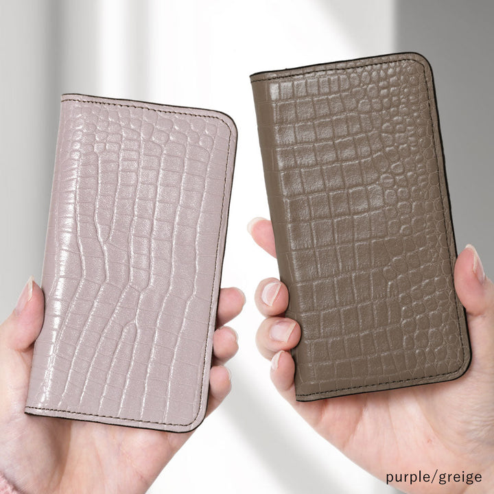 Genuine Leather Original Leather Domani Croco Stand Function Notebook Type Case AQUOS Series