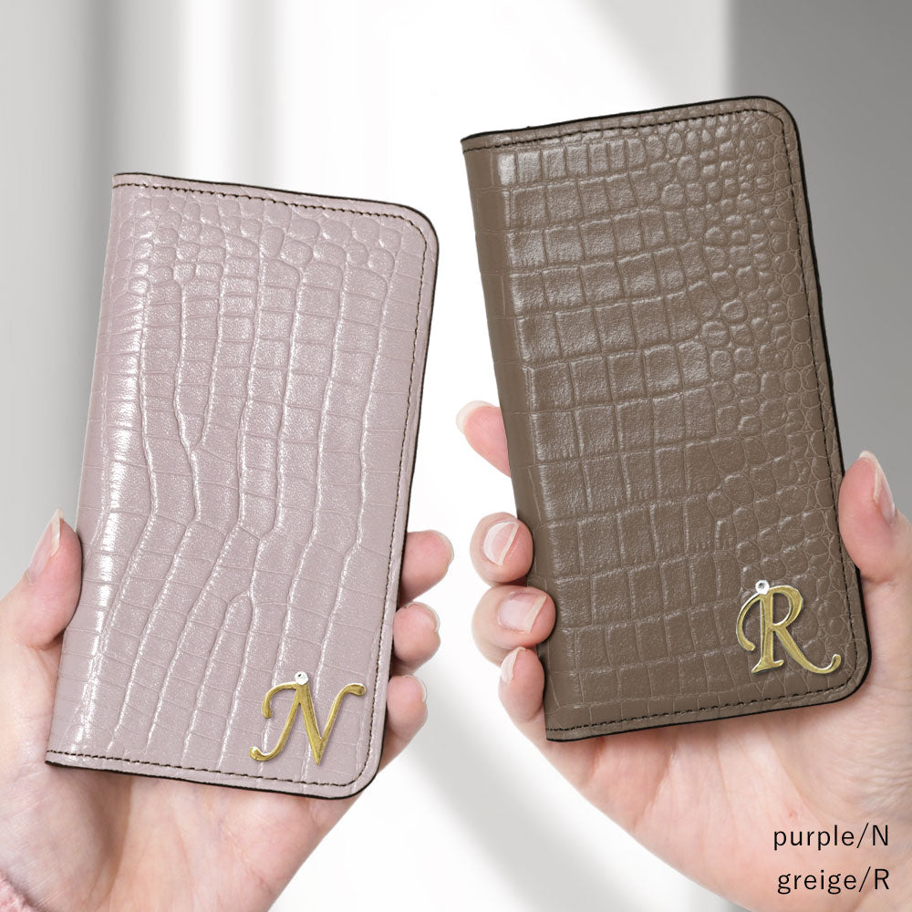 Genuine Leather Original Leather Domani Croco Initial Deco Stand Function Notebook-style Case