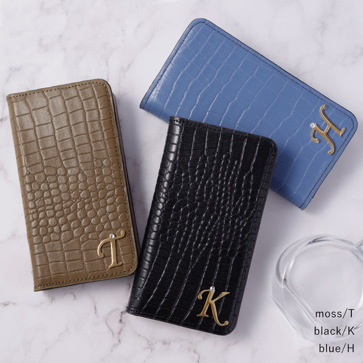 Genuine Leather Original Leather Domani Croco Initial Deco Stand Function Notebook-style Case