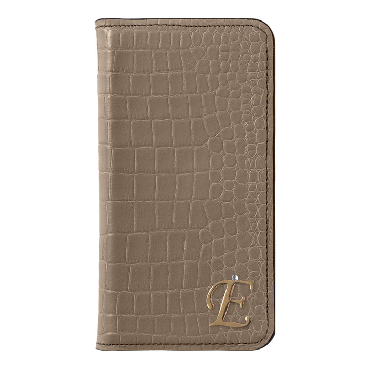 Genuine Leather Original Leather Domani Croco Initial Deco Stand Function Notebook-style Case