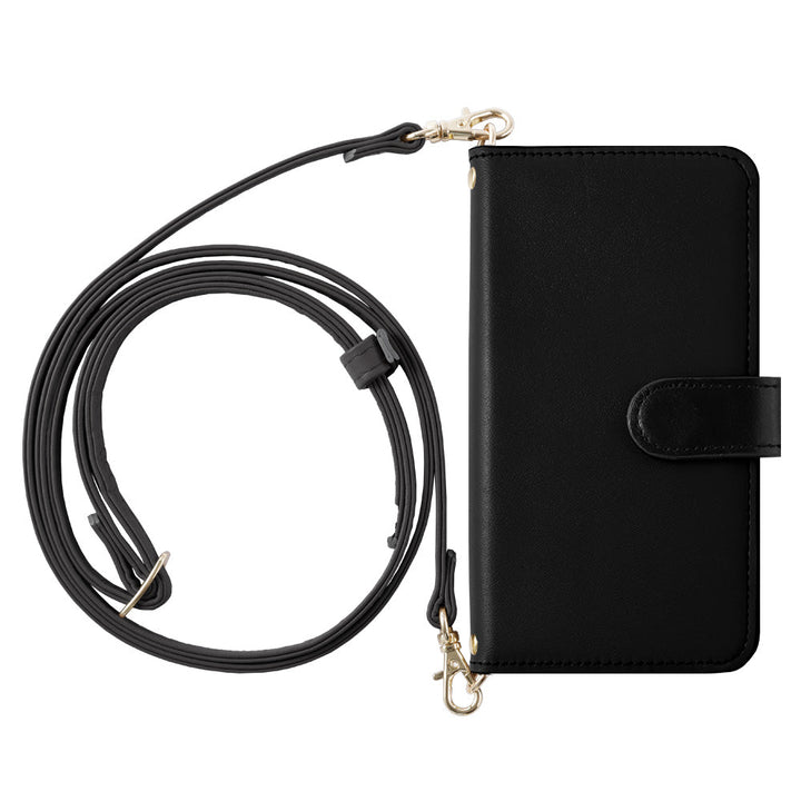 Étui portefeuille en cuir véritable Domani lisse avec bandoulière et fonction support (avec ceinture) pour la série Galaxy