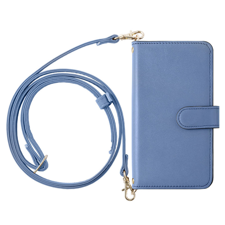 Étui portefeuille en cuir véritable Domani lisse avec bandoulière et fonction support (avec ceinture) pour la série AQUOS