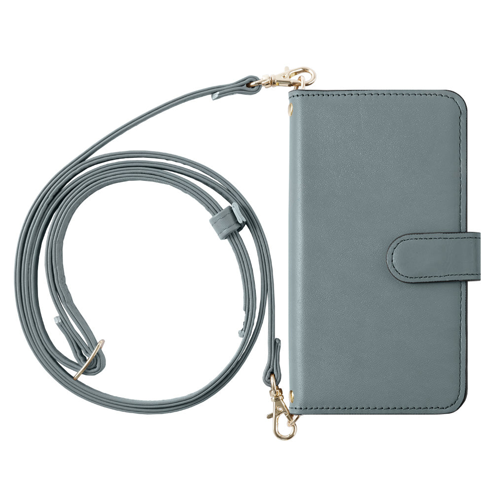 Étui portefeuille en cuir véritable Domani lisse avec bandoulière et fonction support (avec ceinture) pour la série Galaxy