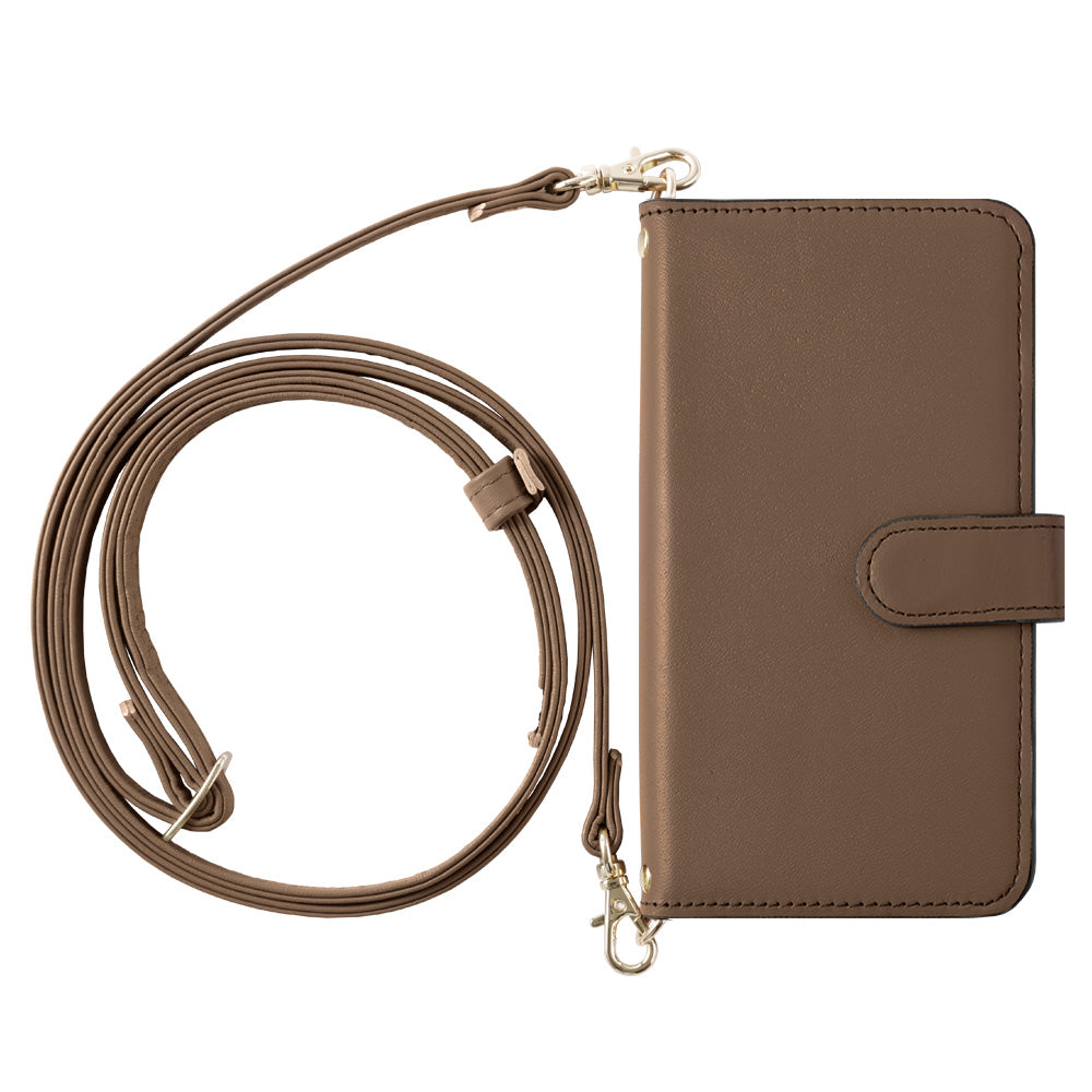 Étui portefeuille en cuir véritable Domani lisse avec bandoulière et fonction support (avec ceinture) pour la série Galaxy