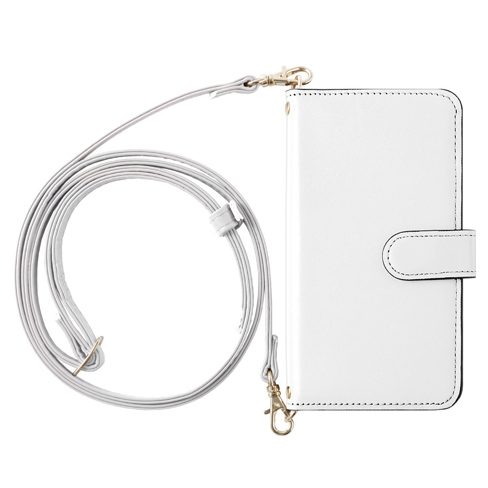 Genuine leather Domani smooth shoulder strap with stand function notebook-style case (with belt)