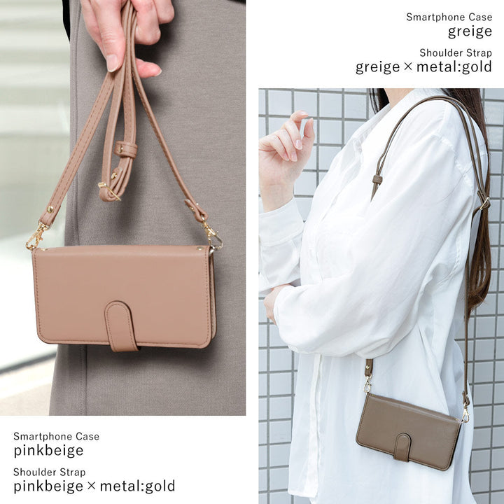 Genuine leather Domani smooth shoulder strap with stand function notebook-style case (with belt) for Xperia series