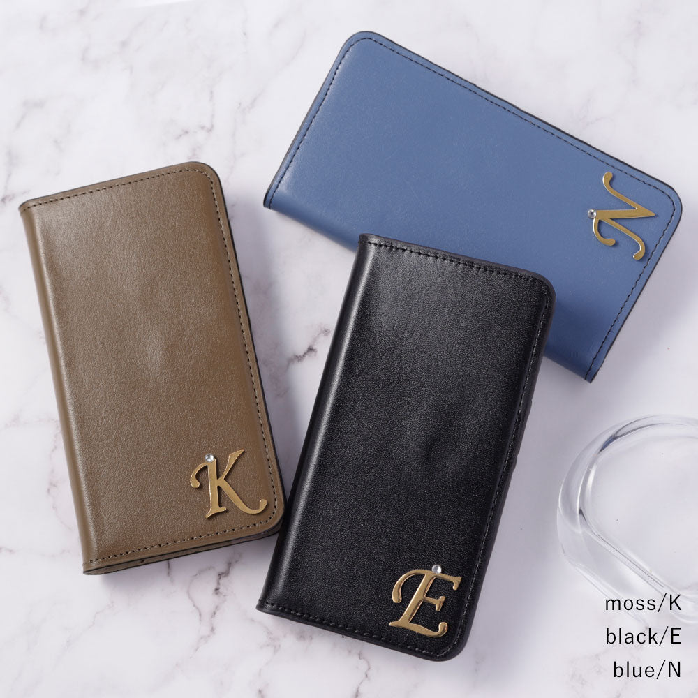 Étui portefeuille en cuir véritable original Domani lisse avec décoration initiale et fonction support pour la série Google Pixel