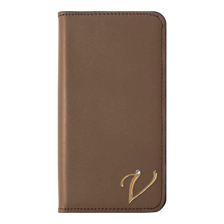 Étui portefeuille en cuir véritable original Domani lisse avec décoration d'initiales et fonction support pour la série Galaxy