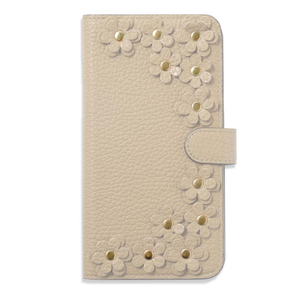 Genuine leather 32 colors Italian shrink leather flower motif notebook-style case (with belt) Xperia series