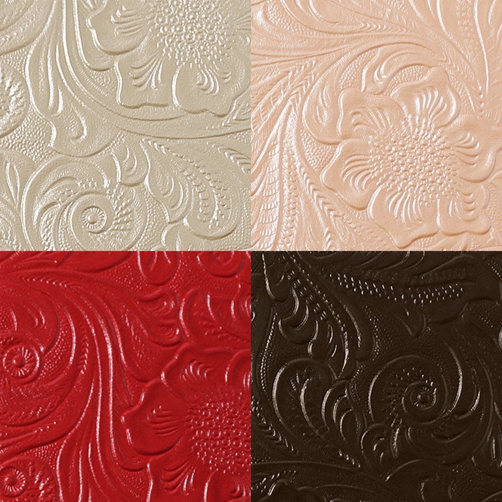 Embossed Leather Genuine Leather Antique Flower Notebook-style Case (with Belt)