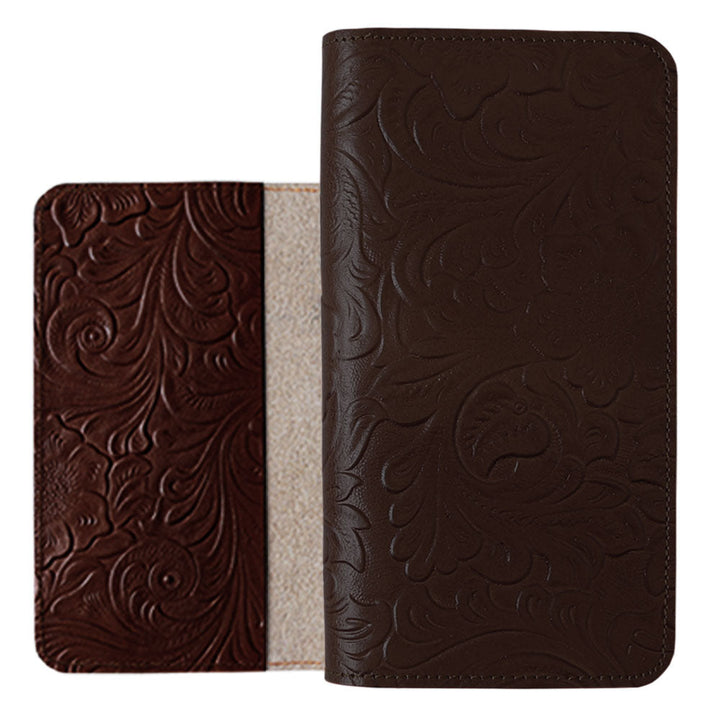 Embossed leather genuine leather floral pattern notebook-style case AQUOS series