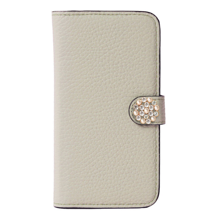 Genuine leather 32 colors Italian shrink leather crystal pearl deco notebook-style case (with belt)