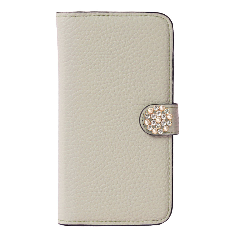 Genuine leather 32 colors Italian shrink leather crystal pearl deco notebook-style case (with belt) AQUOS series
