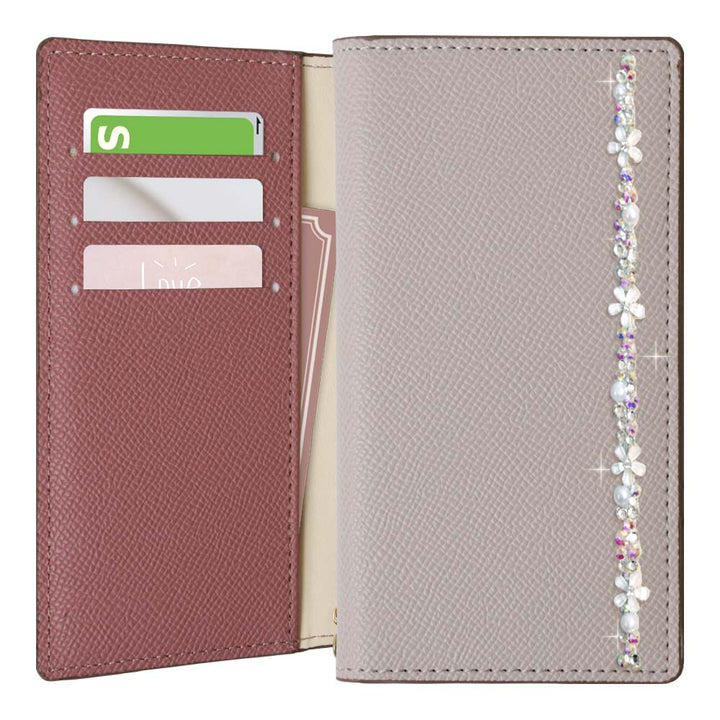 Vegan leather bicolor stand function flower line deco notebook-style case AQUOS series