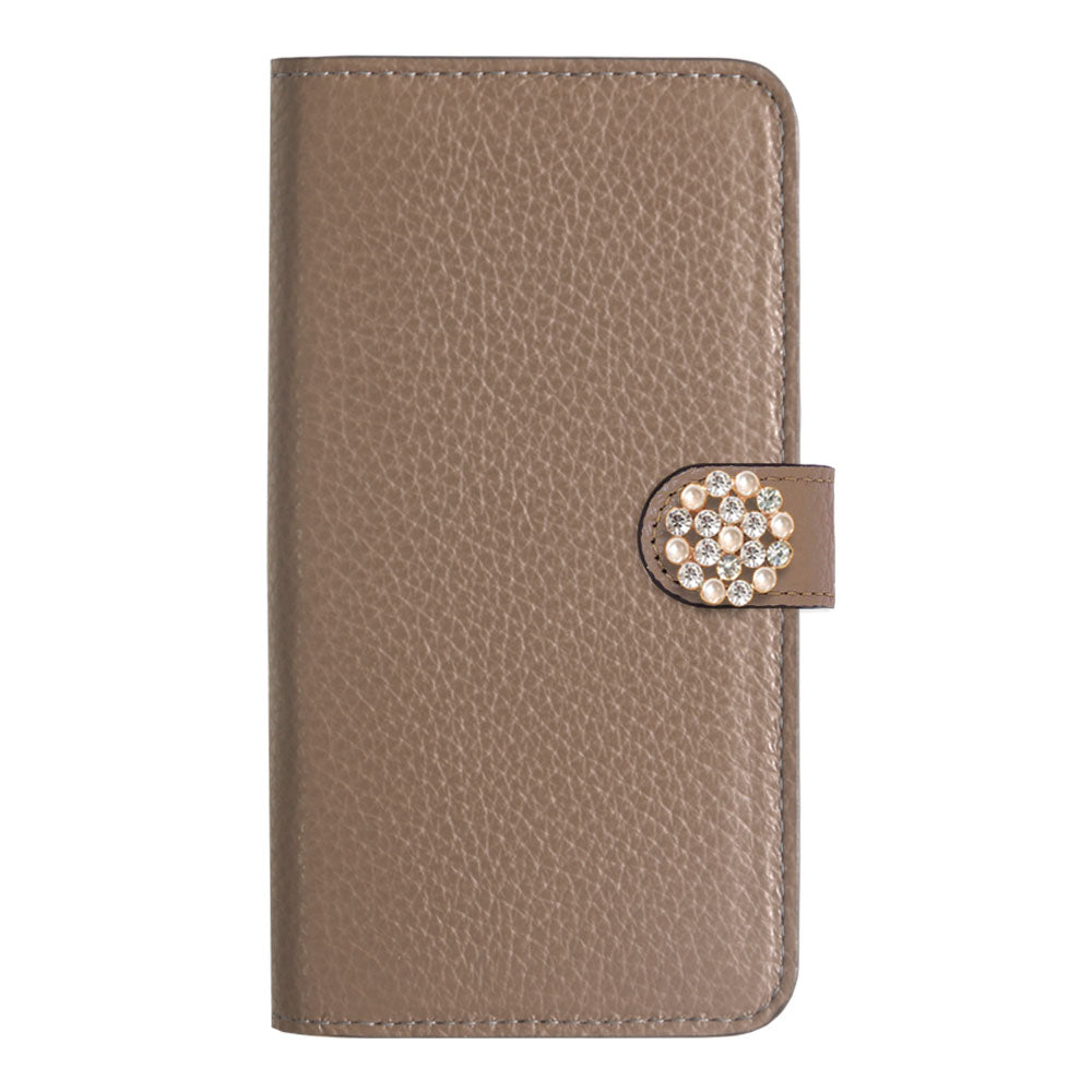 Genuine leather 32 colors Italian shrink leather crystal pearl deco notebook-style case (with belt) AQUOS series