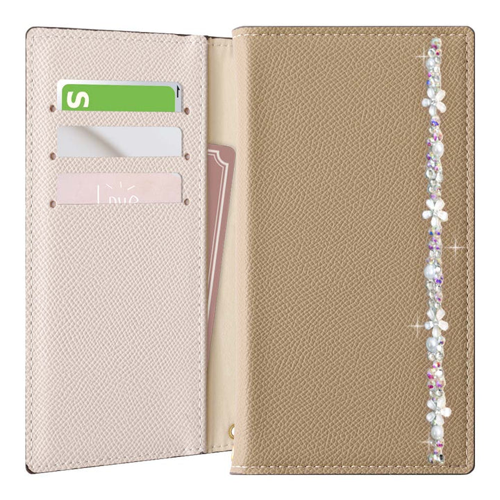Vegan Leather Bicolor Stand Function Flower Line Deco Wallet Case for iPhone Series