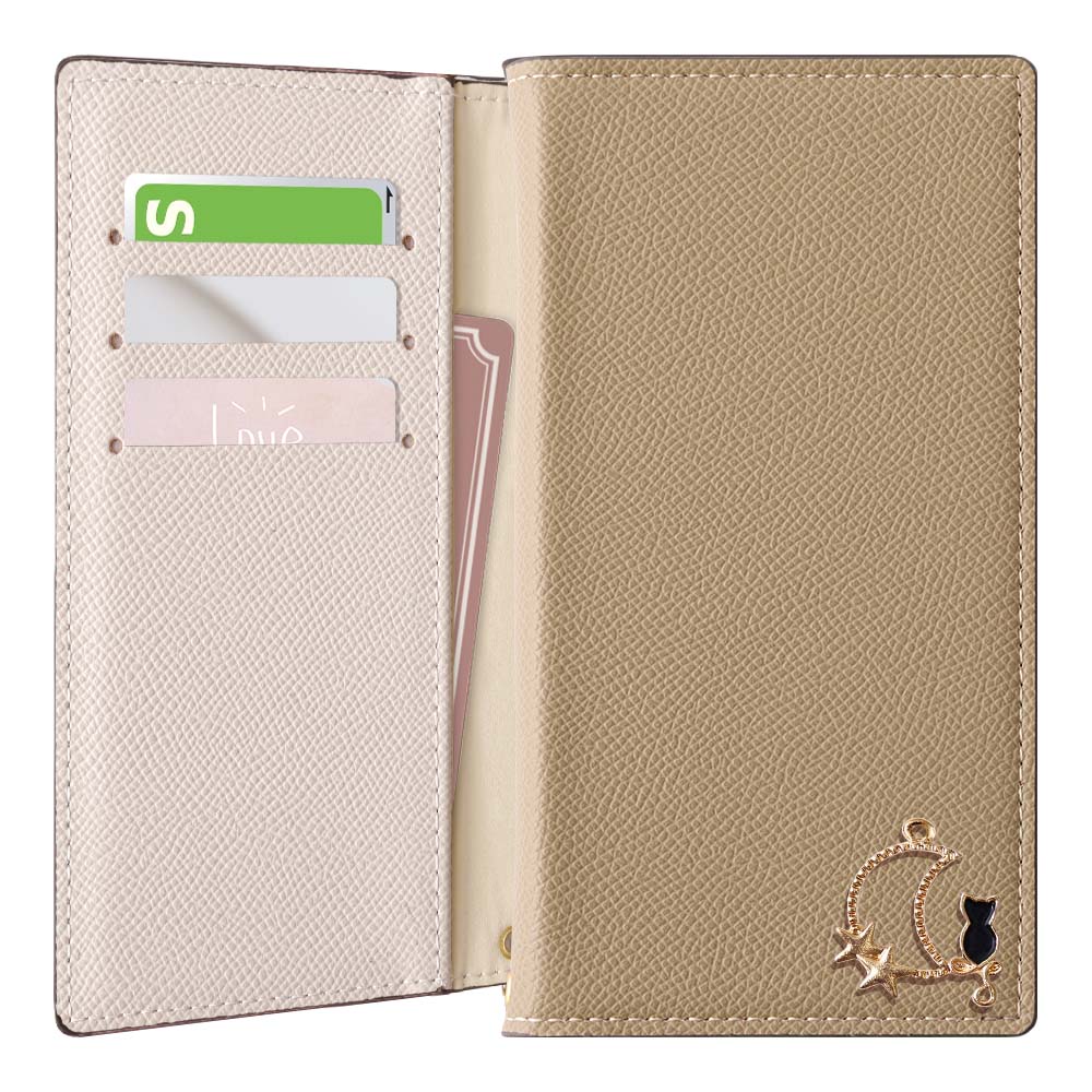 Vegan leather bicolor stand function Moon Cat Deco folio case AQUOS series