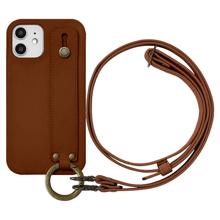 Genuine leather Tochigi leather hand belt & shoulder strap attached back case AQUOS series