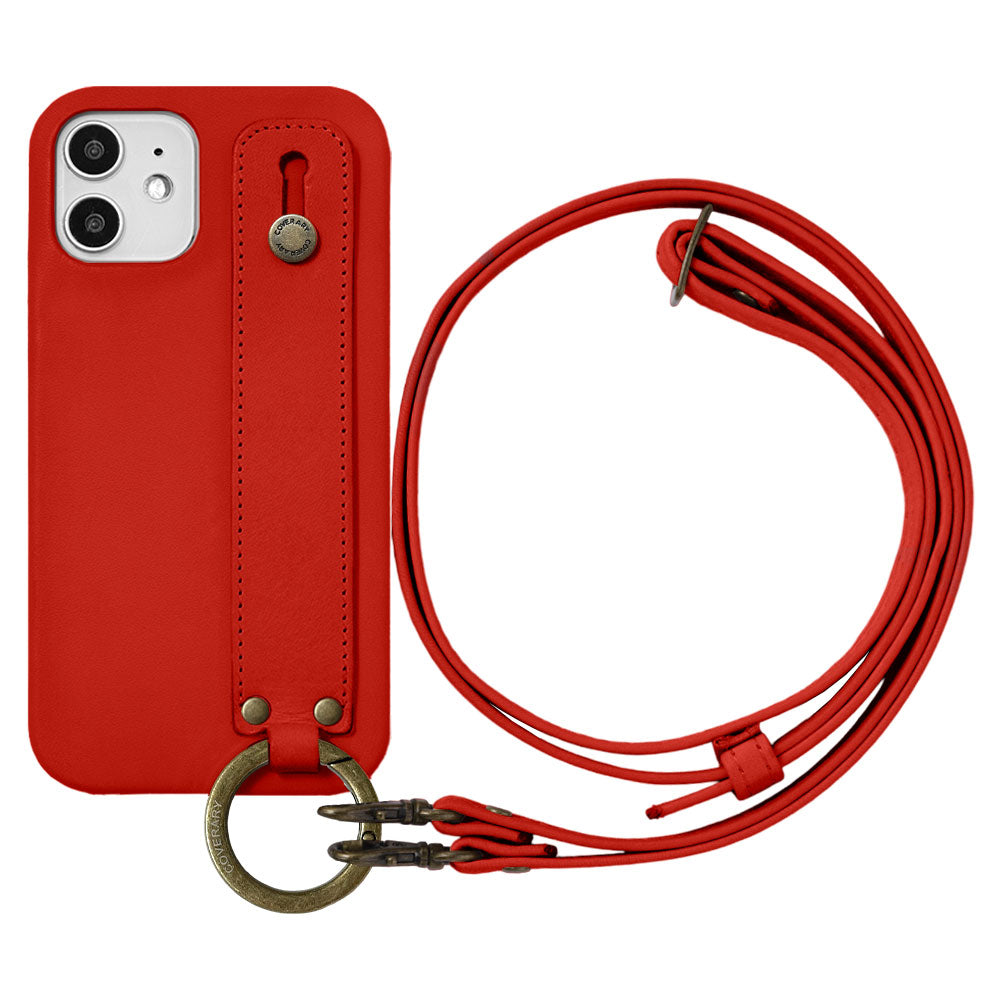 本革 栃木レザー ハンドベルト＆ショルダーストラップ付き 背面ケース iPhoneシリーズ