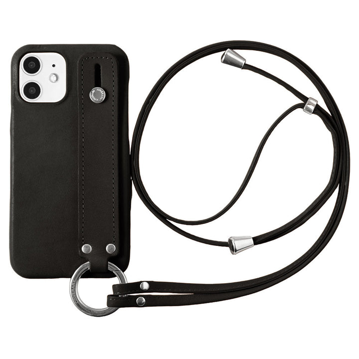 Genuine leather Tochigi leather hand belt & ring shoulder strap attached back case AQUOS series