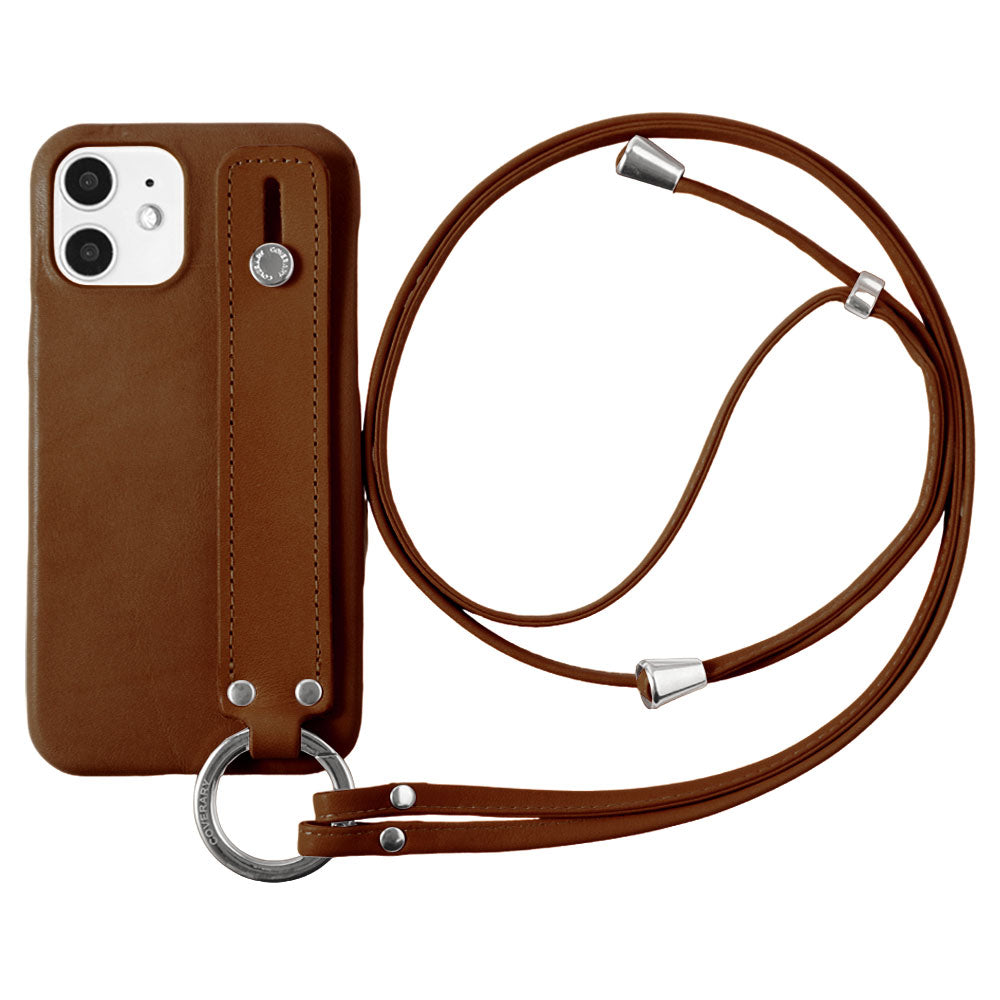 Étui arrière en cuir véritable en cuir Tochigi avec ceinture à main et sangle d'épaule à anneau pour la série Galaxy