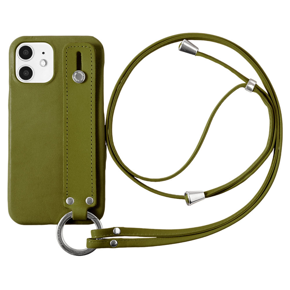 本革 栃木レザー ハンドベルト&リングショルダーストラップ付き 背面ケース iPhoneシリーズ