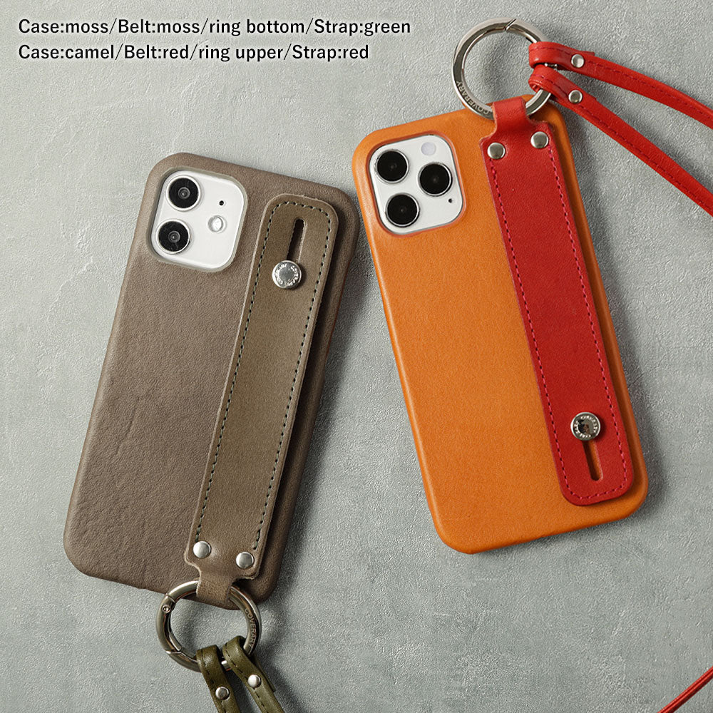 Genuine leather Tochigi leather hand belt & ring shoulder strap attached back case AQUOS series