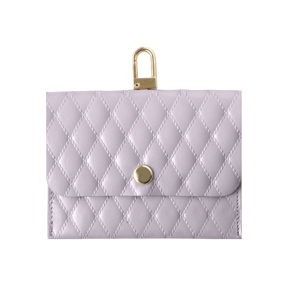 キルティングレザー 本革 イヤホンケース コインケース 吊り下げフック  