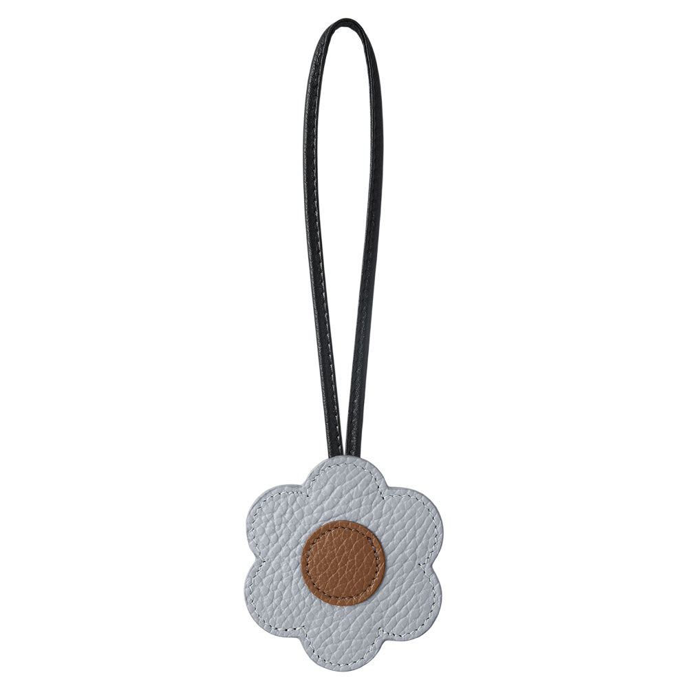 Accessoire cuir véritable cuir italien grainé porte-miroir fleur avec cordon