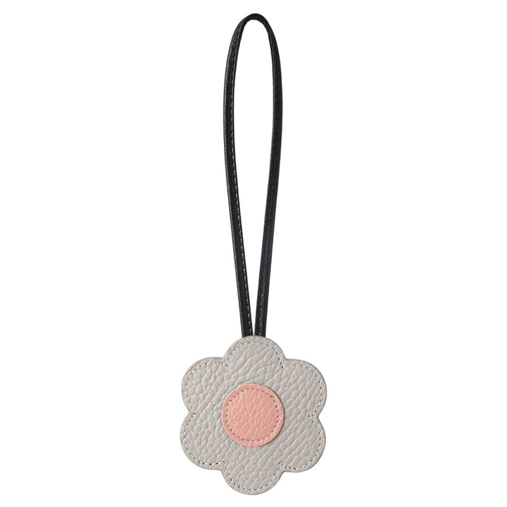 Accessoire cuir véritable cuir italien grainé porte-miroir fleur avec cordon