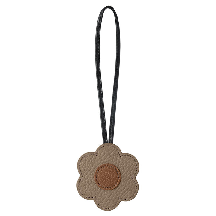 Accessoire cuir véritable cuir italien grainé porte-miroir fleur avec cordon