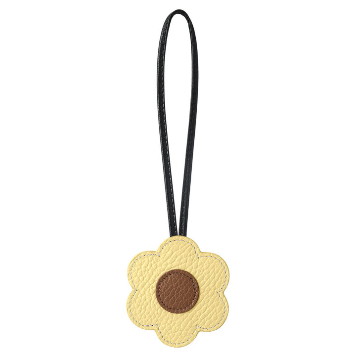 Accessoire cuir véritable cuir italien grainé porte-miroir fleur avec cordon