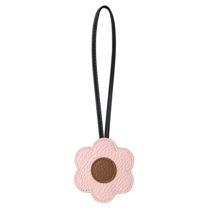 Accessoire cuir véritable cuir italien grainé porte-miroir fleur avec cordon