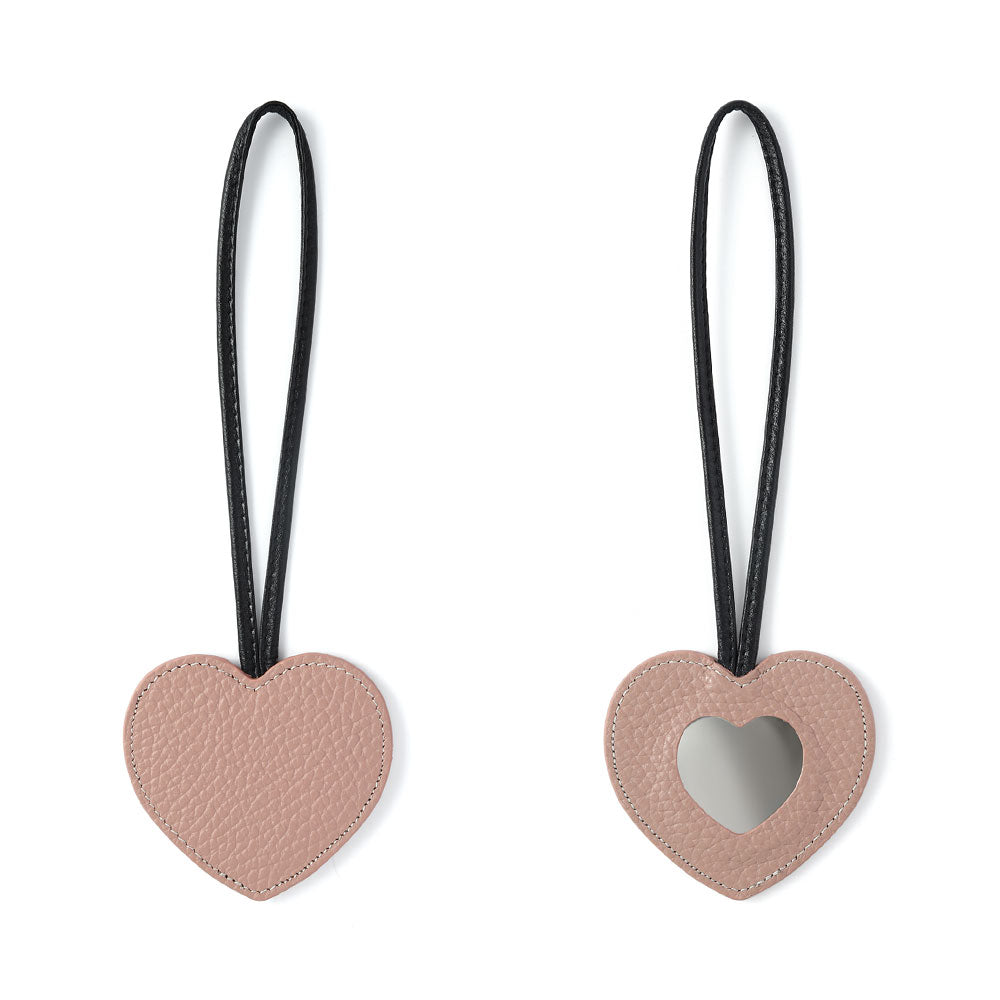 Accessoire cuir véritable 32 couleurs cuir italien grainé porte-clés miroir cœur