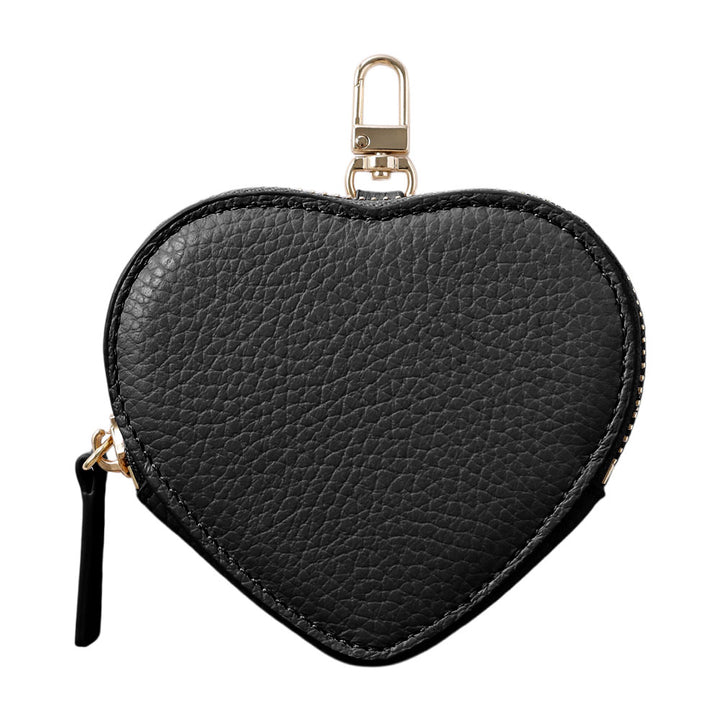 Pochette en cuir véritable italien à grain froissé en forme de cœur