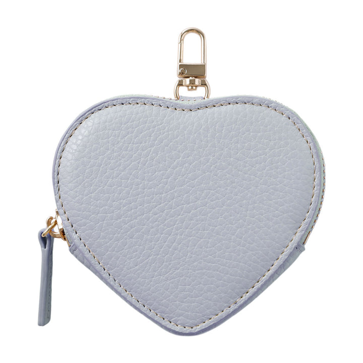 Pochette en cuir véritable italien à grain froissé en forme de cœur