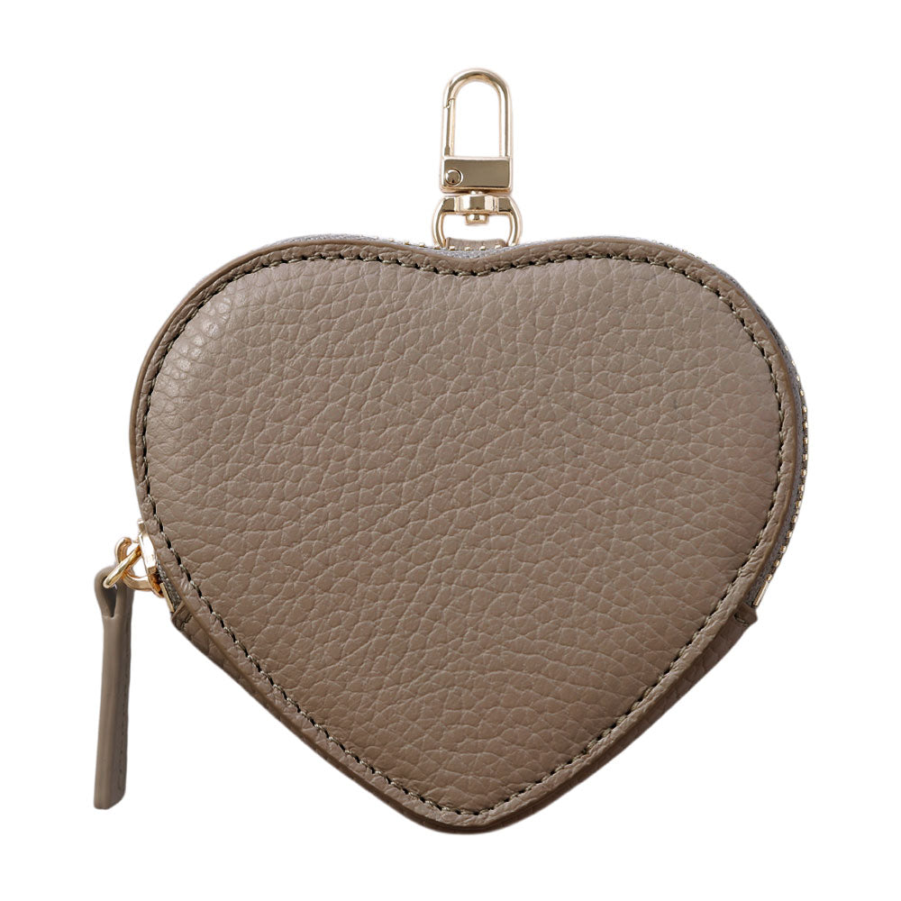 Pochette en cuir véritable italien à grain froissé en forme de cœur