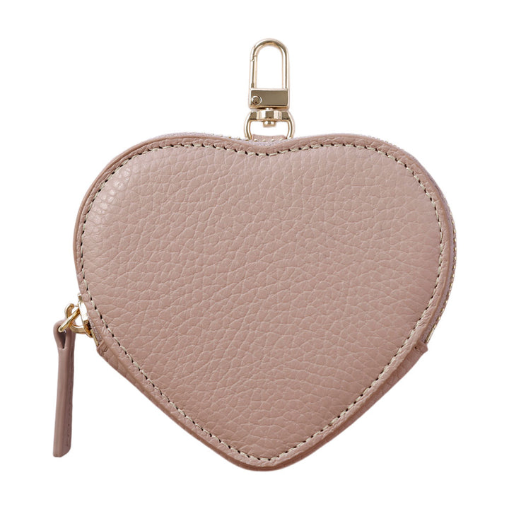 Pochette en cuir véritable italien à grain froissé en forme de cœur