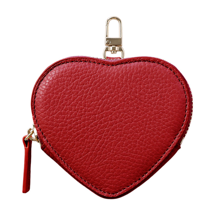 Pochette en cuir véritable italien à grain froissé en forme de cœur