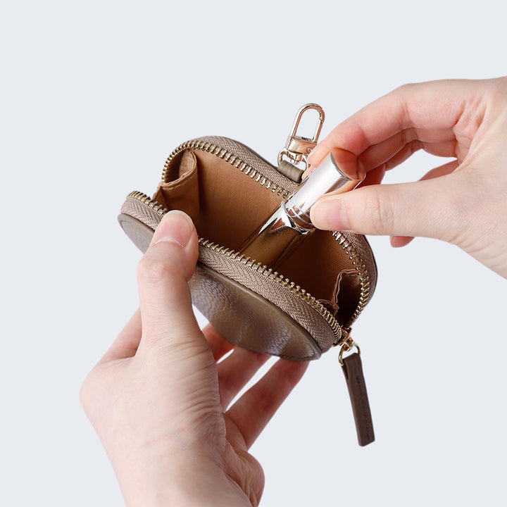 Pochette en cuir véritable italien à grain froissé en forme de cœur