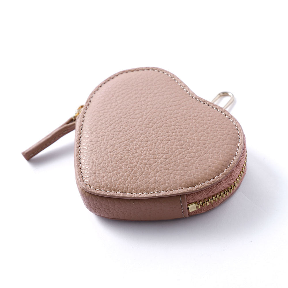 Pochette en cuir véritable italien à grain froissé en forme de cœur