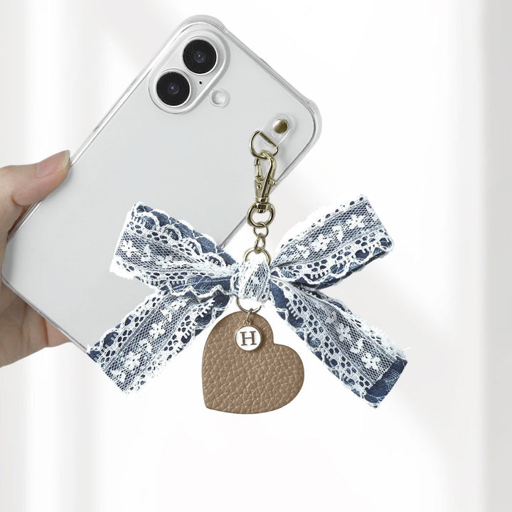 Accessoire cuir véritable cuir italien grainé cœur breloque talon